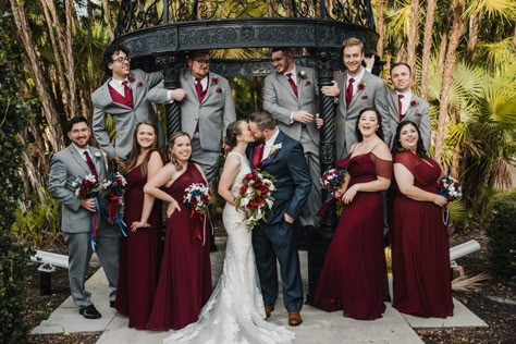 Burgundy And Blush Mens Wedding Attire, Bride Makeup Burgundy, Wedding Colors For Bride And Groom, Wine Red Wedding Colors, Burgundy Wedding Groom Attire, Burgundy And Navy Bridal Party, Cabernet Wedding Party, Burgundy Groomsmen Attire Fall Wedding, Burgundy Wedding Party Groomsmen