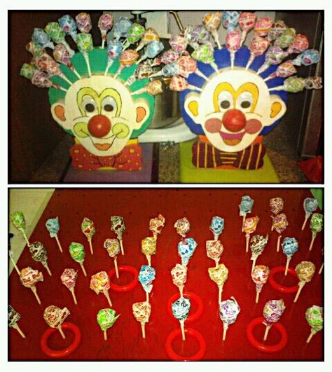 Lovely idea for your PTA / PTO Fair Festival - Pick a sucker clown game & ring toss game. Sucker Ring Toss Game, Tossing Games, Diy Outdoor Party, Lollipop Ring, Downtown Night, Diy Carnival Games, Backyard Carnival, Fall Festival Games, Fair Festival