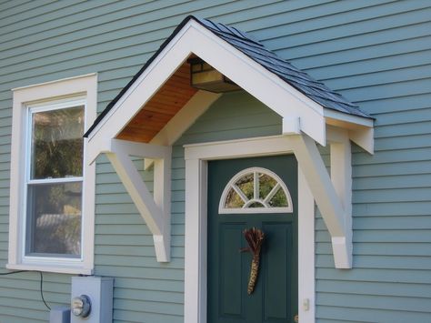 How To Build A Small Portico Above A Door – Part 1 – The Basic Frame Awning Over Door, Front Door Overhang, Porch Overhang, Front Door Awning, Doors Garden, Veranda Design, Door Overhang, Front Door Canopy, Vstupná Hala