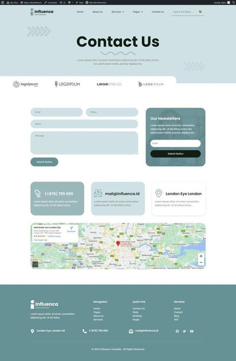 Website design Web Design Agency Landing Page, Contact Us Design, Footer Web Design, Website Layout Template, Design Layout Ideas, Webpage Design Layout, Contact Us Page Design, About Us Page Design, Influencer Marketing Agency