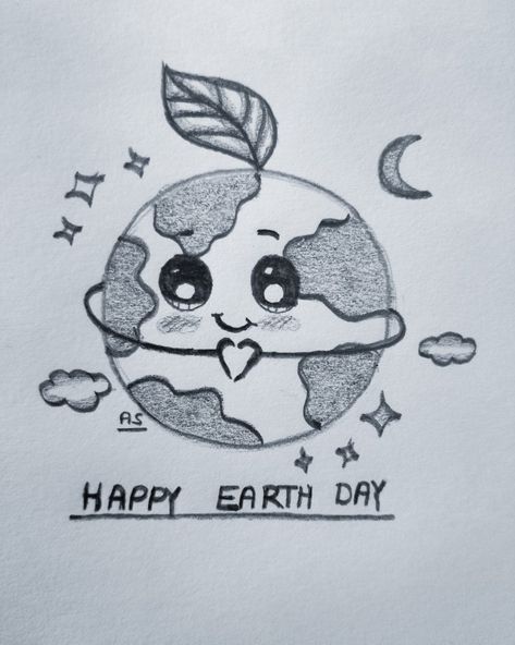 Earth Doodle Easy, Earth Day Drawing Easy, Earth Drawing Creative, Environment Drawing Ideas, Mother Earth Drawing, Kawaii Earth, Save Earth Drawing, Earth Drawing, Earth Day Drawing