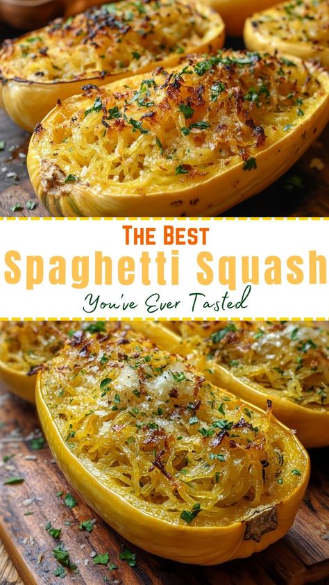 Thanksgiving Recipes: The Best Spaghetti Squash You've Ever Tasted Spaghetti Squash And Brussel Sprouts, Perfect Spaghetti Squash, Spaghetti Squash Low Carb Recipes, Delicious Spaghetti Squash Recipes, Baking A Spaghetti Squash, The Best Spaghetti Squash Recipes, Toppings For Spaghetti Squash, Best Way To Make Spaghetti Squash, Turkey Sausage Spaghetti Squash