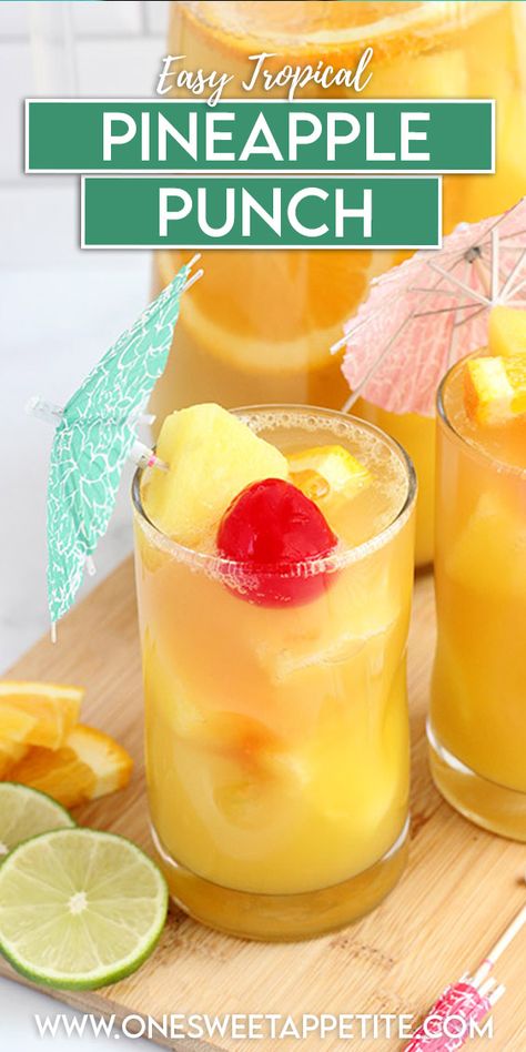 Lemonade And Pineapple Juice Punch, Pineapple Punch Alcohol, Pineapple Juice Punch Non Alcoholic, Non Alcoholic Luau Drinks, Fruit Punches For Parties, Pineapple Sprite Punch, Easy Summer Punch Nonalcoholic, Pineapple Juice Recipes Drinks, Pineapple Juice Cocktails Non Alcoholic