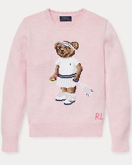 Tennis Bear Cotton Jumper for Children | Ralph Lauren® UK Brown Sweatshirt, Mode Zara, Skandinavian Fashion, Looks Party, Polo Bear, Stockholm Fashion, Ralph Lauren Sweater, 가을 패션, Christmas Wish List