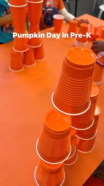 Megan Morris on Instagram: "Pumpkin Day in Pre-K 🎃 We have the BEST time at Pumpkin Day and I’m so excited to share it with you early so you make room for it in your plans this next month! We had 5 stations, and students rotated in groups every 10 minutes. Our stations include: Pumpkin Cup Stacking, Pumpkins on the Gate STEM Activity, Fizzy Pumpkin Patch, Pumpkins on the Vine Balance Walk, and Pumpkin Pie Tasting. Pumpkin Cup Stacking: give students orange cups to stack. Some students bui Pumpkin Patch In A Cup, Pumpkin Washing Station, Pumpkin Patch Preschool, Pumpkin Day, Stem Station, Pumpkin Painting Party, Pumpkins Preschool, Pumpkin Games, Halloween Centers