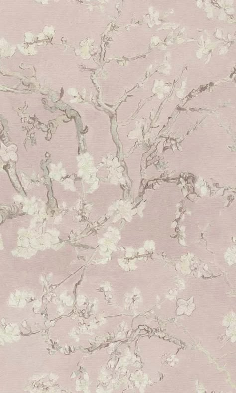 Ruth Aesthetic, Pink Flower Wallpaper, Blush Pink Wallpaper, Van Gogh Famous Paintings, Blossom Wallpaper, Van Gogh Almond Blossom, Dining Room Wallpaper, Vintage Whimsical, Pink Painting