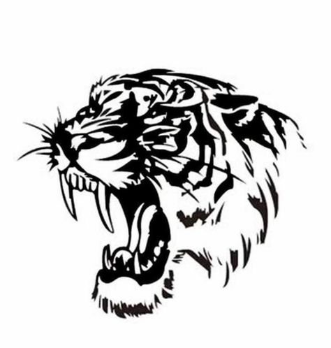 Tiger Silhouette, Tiger Head, Svg For Cricut, Silhouette Svg, Cricut, Black And White, White, Black