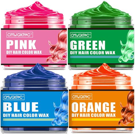 Colored Hair Wax, Halloween Diy Hair, Washable Hair Dye, Natural Hair Color Dye, Orange Hair Dye, Hair Color Wax, Kids Hair Color, Blue Purple Hair, Green Hair Dye