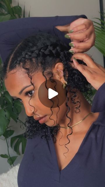 Two Braids With Curly Pieces, 2 Cornrow Hairstyles, Two French Braids Natural Hair, Style Natural Hair Black Women, How To Curl Natural Hair, Gel Hairstyles Women Natural Hair, Two Cornrow Braids Natural Hair, How To Style Your Natural Hair, Natural Hairstyles For Black Women Twist