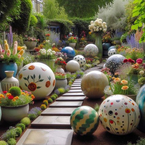 15 Brilliant Ways to Repurpose Old Bowling Balls Bowling Balls Garden Yard Art, Coconut Bowling, Bowling Activities, Bowling Crafts, Bowling Diy, Georgian Interior Design, Mosaic Balls, Bowling Ball Garden, Smoothie Coconut