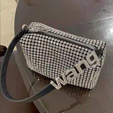 Alexander Wang Heiress Rhinestone Pouch Bag Alexander Wang Sparkle Bag, Alexander Wang Purse, Alexander Wang Rhinestone Bag, Alexander Wang Heiress Bag, Alexander Wang Bag Crystal, Alexander Wang Bag Outfit, Alexander Wang Aesthetic, Rhinestone Bag Outfit, Alexander Wang Outfit