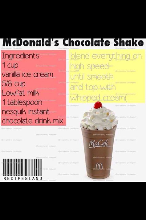 McDonald's chocolate shake Mcdonalds Chocolate Milkshake, Mcdonalds Mocha Frappe Recipe, Mcdonalds Mocha Frappe, Mcdonalds Milkshake, Chocolate Shake Recipe, Mocha Frappe Recipe, Banana Milkshake Recipe, Milkshake Recipe Chocolate, Turtle Brownies