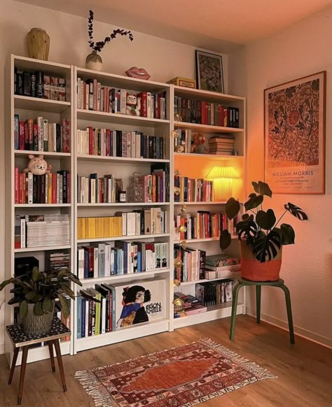 Cool Bookshelf, Bookcases Ideas, Wall Library, Home Library Rooms, Bookshelf Inspiration, Ikea Wall, Home Library Design, Bookshelf Design, Bookshelves Diy