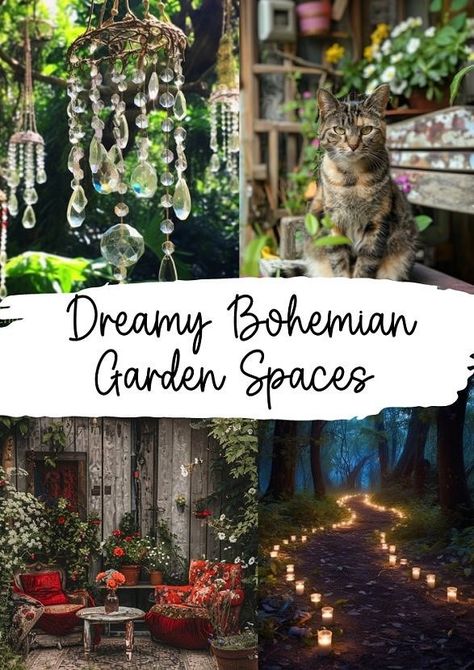 Dishfunctional Designs: Dreamy Bohemian Garden Spaces: Volume 7 Boho Garden Ideas, Whimsy Garden, Witches Garden, Hippie Garden, Boho Ideas, Plants Diy, Bohemian Garden, Wildlife Garden, Upcycle Garden