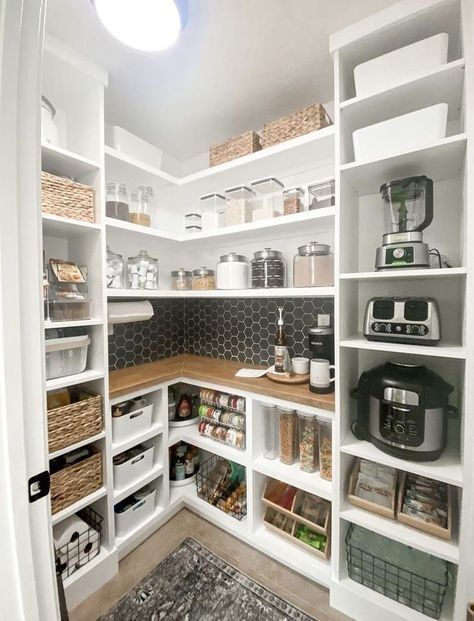 perfect pantry storage ideas to hide away all those large scale kitchen appliances and equipment Hiasan Dalaman Dapur, Pantry Closet Design, House Pantry, Pantry Decor, Ikea Hallway, Pantry Room, Organized Pantry, Desain Pantry, Pantry Remodel