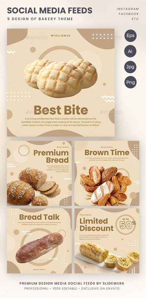 Social Media Feed Design, Bakery Social Media, Food Flat Lay, Pastry Business, Bakery Branding Design, Social Media Concept, Bakery Breakfast, Bakery Website, Bread Display