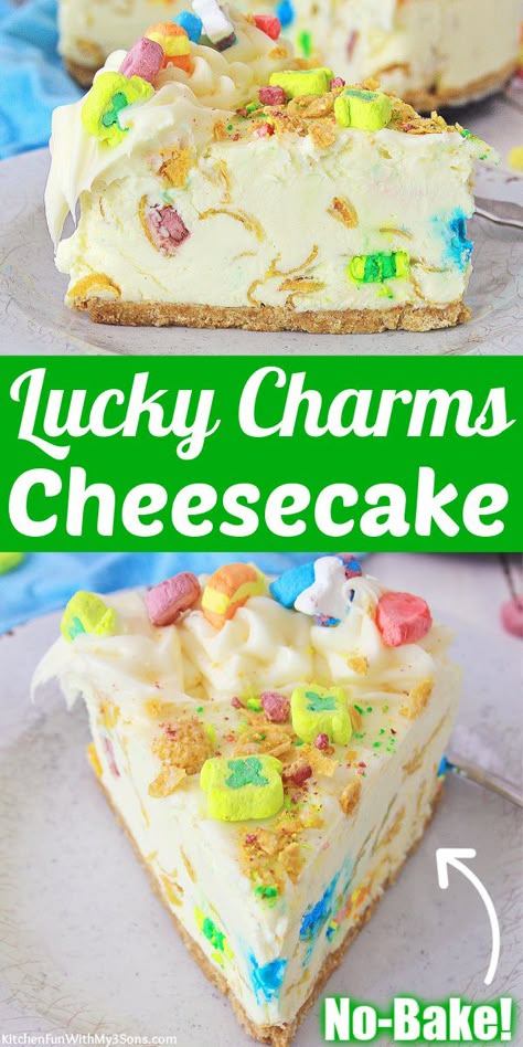 St Patrick’s Day Cheesecake, Desert Hacks, Lucky Charms Recipes, St Patricks Desserts, Cheesecake No Bake, St Patricks Day Food, Baked Cheesecake Recipe, Easy Cheesecake Recipes, Bake Cheesecake