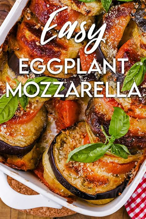 Try this easy, and delicious eggplant mozzarella recipe! Egg Plant Mozzarella Recipes, Mozarella Recipes Vegetarian, Eggplant And Mozzarella Recipes, Mozarella Recipes Dinner, Eggplant Dinners, Fresh Mozzarella Recipe Meals, Mozerella Recipes, Eggplant Mozzarella, Fresh Mozzarella Recipe