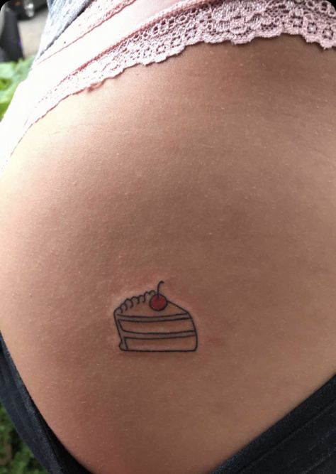 Piece of cake 🤭 #cake #tattoo #tattoos #tattooideas #tattoosforwomen #tattoodesigns #simpletattoo #smalltattoo #bootytattoo #smalltattoosforwomen Dessert Tattoo, Cake Tattoo, Tattoo Cake, Cupcake Tattoos, Worst Tattoos, Artist Cake, Food Tattoos, Hidden Truth, Woman Tattoo