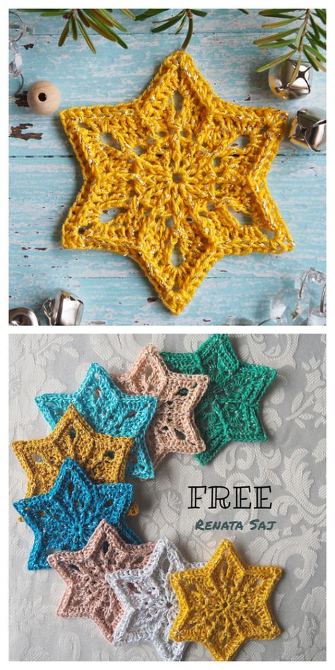 Christmas Star Snowflake Ornament Free Crochet Patterns Crochet Star Patterns, Crochet Christmas Ornaments Free, Ornaments Ideas, Crochet Ornament Patterns, Crochet Snowflake Pattern, Crochet Star, Confection Au Crochet, Crochet Xmas, Crochet Christmas Decorations