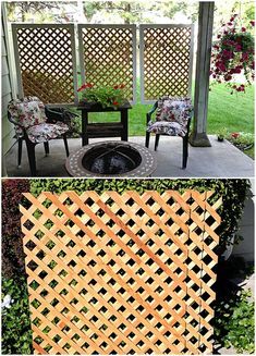 50 DIY Outdoor Privacy Screen Ideas You Can Easily Build Diy Patio Privacy Screen, Lattice Privacy Screen, Patio Plan, Lattice Patio, Diy Privacy Screen, Patio Privacy Screen, Diy Crate, Garden Patio Decor, Patio Privacy