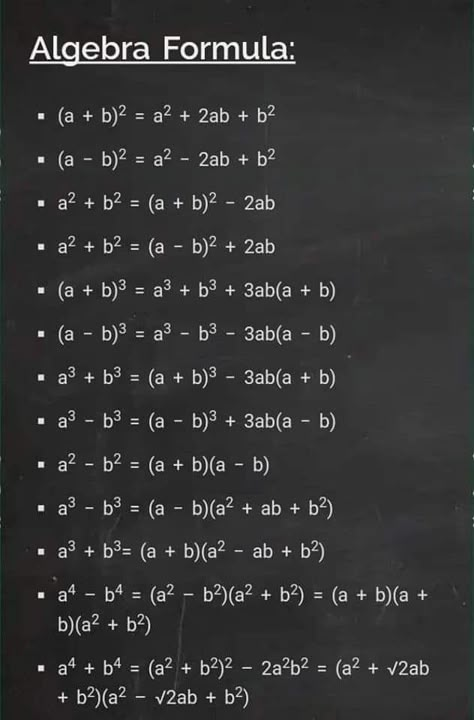 Algebra Notes, Maths Revision, Math Formula Chart, Algebra Formulas, Maths Tricks, Formula Chart, Studie Hacks, Studera Motivation, Bahasa Jepun