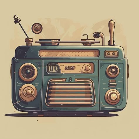 Vintage Radio Illustration, Radio Illustration, Radio Drawing, Radio Reference, 3d Animation Wallpaper, Old School Radio, Ancient Drawings, Radio Design, Bunny Painting