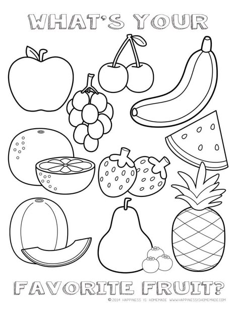 Coloring Worksheets For Kindergarten, Vegetable Coloring Pages, Kindergarten Coloring Pages, Fruit Coloring Pages, Food Coloring Pages, Preschool Coloring Pages, Pola Sulam, Color Worksheets, Free Printable Coloring