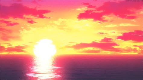 Sun Banner Gif, Gif Landscape Background, Sunset Gif Banner, Anime Sky Gif, Animated Sky, Sun Gif, Aesthetic Anime Gifs, Fogo Gif, Sunset Gif