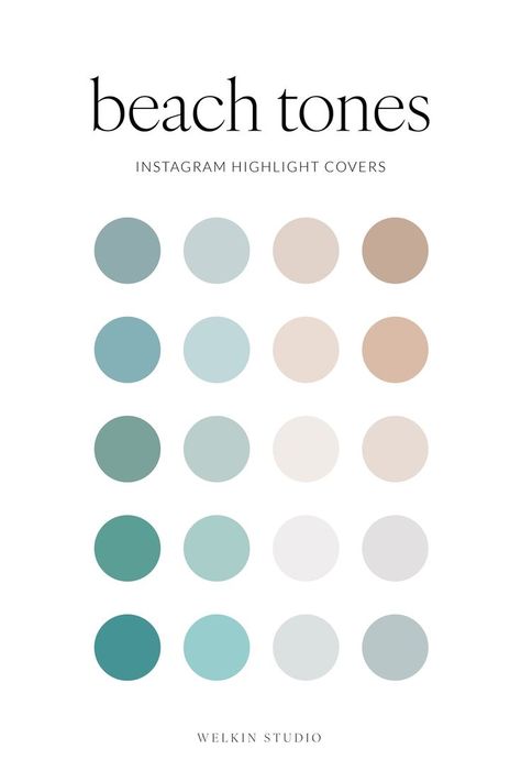 Coastal Design Color Palette, Coastal Hex Codes, Insta Highlight Cover Beach, Coastal Beach Color Palette, Beachy Instagram Highlight Covers, Beach Colours Palette, Beach Tones Colour Palettes, Light Blue Brand Color Palette, Coastal Granddaughter Color Palette