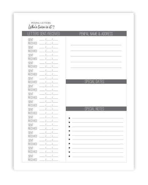 Penpal Tracker Printable, Penpal Tracker, Pen Pal Tracker, Letters Penpal, Snail Mail Printables, Please Deliver To Labels, Snail Mail Letters, Penpal Letters, Pen Pal Ideas