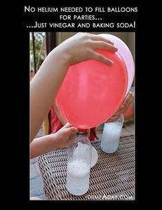 How-To Fill balloons without an air pump, or without helium can. Just need vinegar, baking soda, and a bottle with a nozzle.  ***** Referenced by 1 Dollar Web Hosting  (WHW1.com): WebSite Hosting - Affordable, Reliable, Fast, Easy, Advanced, and Complete.© Filling Balloons, Baking Soda And Vinegar, How To Make Balloon, Floating Balloons, Blowing Up Balloons, Baking Soda Vinegar, Balloon Diy, Helium Balloons, Balloon Bouquet