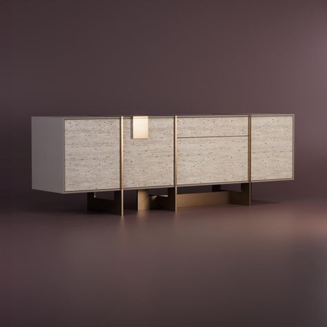 Coloma Sideboard by Porus Studio, in New conditions.  Designed from 2000 Signed by Maker Wabi Sabi Sideboard, Wood Slat Cabinet Doors, Console Unit Design, Buffett Cabinet, Side Board Design, Console Unit, Side Boards, Farmhouse Sideboard Buffet, Credenza Design