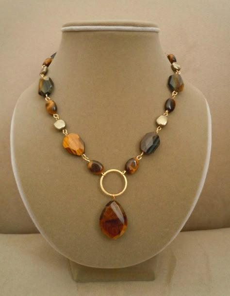 Tigertail  Brown and Blue Tigers Eye and Pyrite by BouvierJewelry, $98.00  #teampinterest Tiger Eye Stone Jewelry, Dreamy Colors, Pyrite Stone, Pyrite Necklace, Tiger Eye Jewelry, Blue Tiger, Blue Tigers, Blue Tigers Eye, Brown And Blue