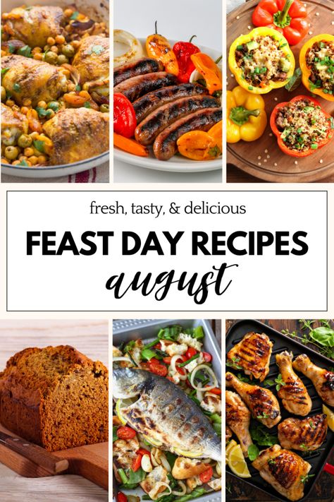 Catholic Feast Day Recipes for August Date Loaf, Catholic Feast Days, Saint Feast Days, Honey Glazed Chicken, Chicken Tagine, Hoagie Rolls, Glazed Chicken, Grilled Fish, Delicious Dishes