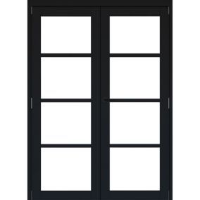 Black French Doors Interior, Black French Doors, Internal French Doors, Indoor Doors, Preppy Room Decor, Black French, Uk Homes, Door Sets, Preppy Room