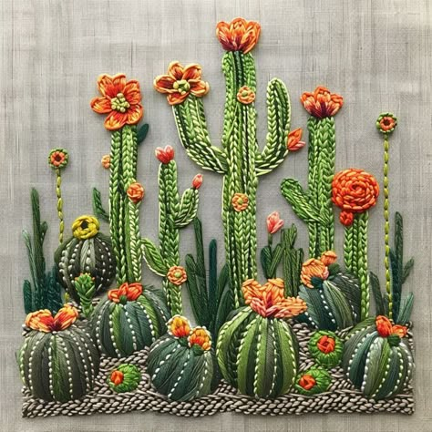 Cactus Embroidery, Clothes Embroidery Diy, Nature Craft, Simple Hand Embroidery Patterns, Embroidery Lessons, Textile Art Embroidery, Diy Embroidery Designs, Hand Work Embroidery, Hand Embroidery Projects