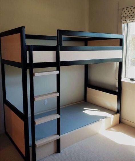 Metal Bunk Bed Designs, Double Deck Bed Design, Double Deck Bed, Double Bunk Beds Built In Industrial, Metal Futon Bunkbed, Steel Bed Design, Home Office Furniture Design, Iron Furniture Design, Military Bunk Beds