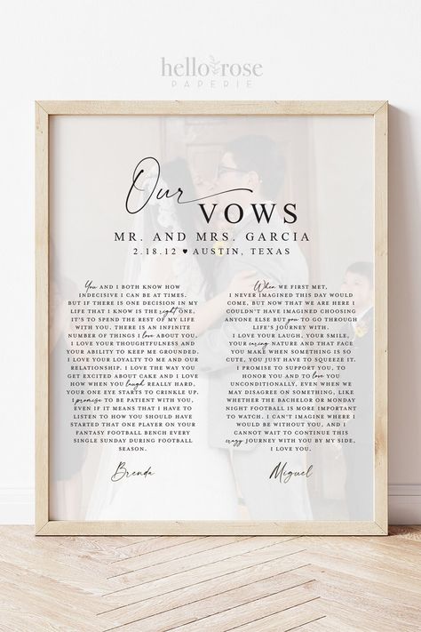 Our Vows Framed, Vow Pictures Frame, Vow Wall Art, Wedding Vow Keepsake Ideas, Wedding Vows Keepsake Ideas, Wedding Vow Keepsake, Wedding Vow Frame Ideas, Wedding Vows Wall Art, Vows Framed Wall Art