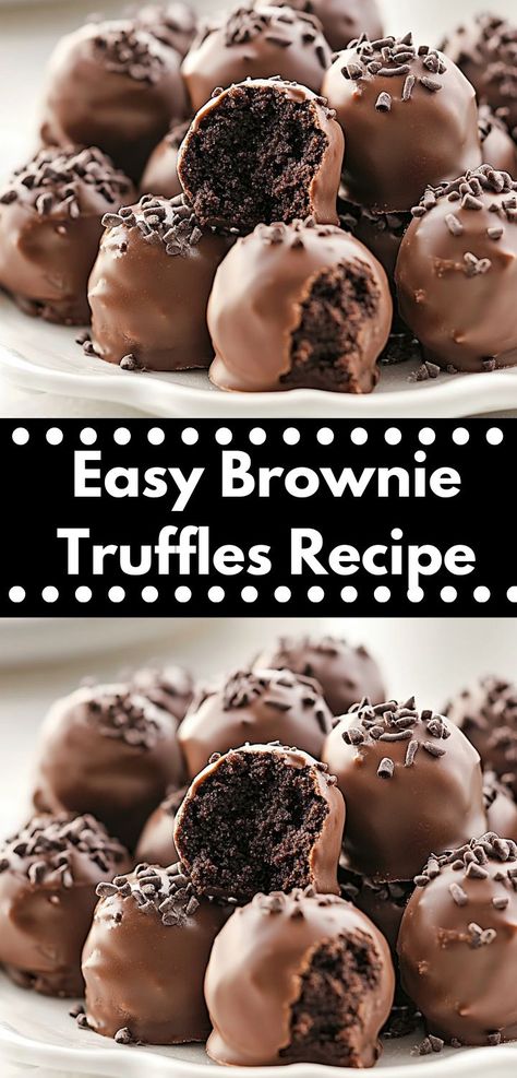 Searching for a quick and satisfying treat? These Easy Brownie Truffles require minimal effort and deliver maximum flavor. Perfect for busy families, they make delightful snacks or dessert ideas for any day of the week. Chocolatier Recipes, Brownie Truffles Recipe, Healthy Candy Recipes, Brownie Cake Pops, Mini Brownie Bites, Truffle Recipe Easy, Cookie Exchange Ideas, Easy Christmas Candy, Oreo Truffles Recipe