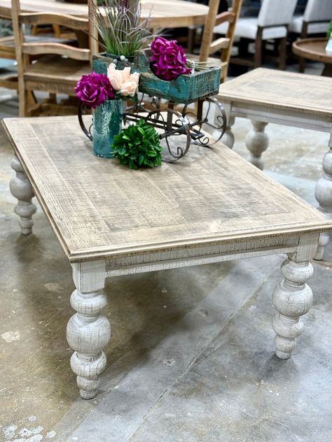 White distressed coffee table