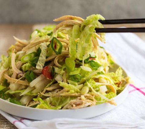 Shredded Chicken Salad with Asian Ginger Sauce – Haylie Pomroy Fast Metabolism Diet Phase 2, Shredded Chicken Salad, Shredded Chicken Salads, Metabolism Recipes, Fast Metabolism Recipes, Fast Metabolism Diet Recipes, Fmd Recipes, Metabolic Diet Recipes, The Fast Metabolism Diet