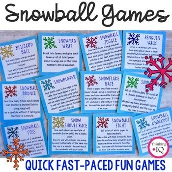 2nd Grade Classroom Party Games, Winter Wonderland Game, Winter Party Games For Kindergarten, Snowflake Games For Kids, Indoor Snowball Games Kids, Snow Themed Games For Adults, Snowball Games For Kids, Winter Group Games, Snow Themed Party Games