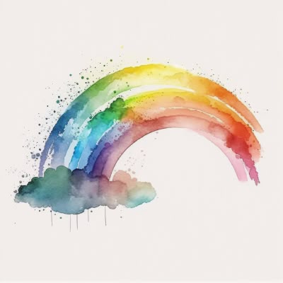 watercolour rainbow Watercolour Rainbow Painting, Painting Of Rainbow, Watercolor Art Whimsical, Rainbow Watercolor Art, Watercolor Art Rainbow, Rainbow Tattoo Watercolor, Rainbow Cute Drawing, Bright Watercolor Paintings, Watercolor Art Techniques