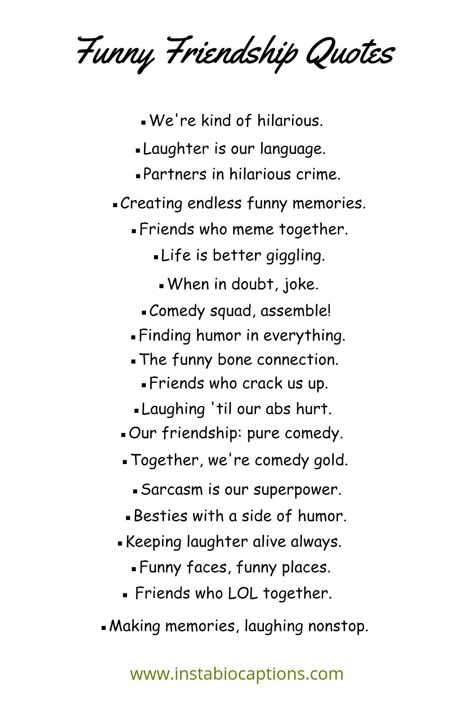 Discover a collection of hilarious friendship quotes that will tickle your funny bone and celebrate the joys of camaraderie. From witty one-liners to humorous anecdotes, these funny quotes about friendship will have you and your friends laughing together Qoute Friends About Friendship Short, Same Vibe Friendship Quotes, One Liner For Friends, Silly Captions For Friends, Quotes To Describe A Friend, Funny Friendship Captions Instagram, One Liner Best Friend Quotes, Funny Captions With Best Friend, Friend Group Quotes Funny