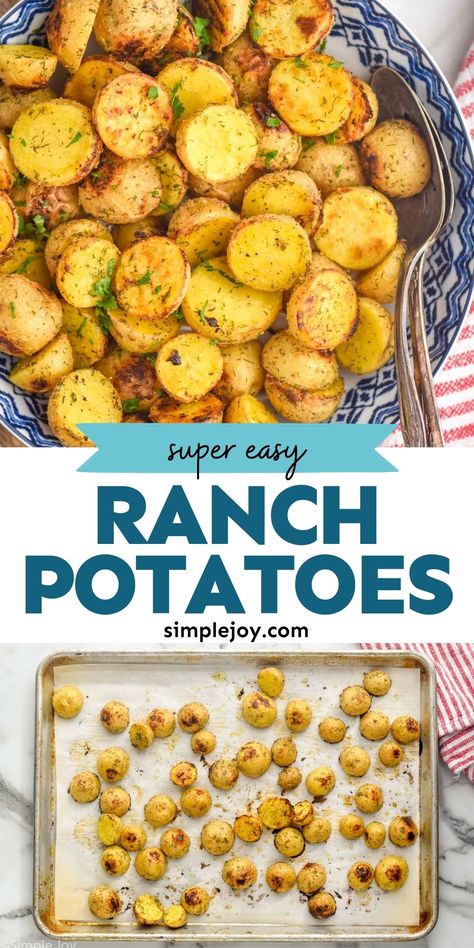 These easy ranch potatoes are the perfect simple side dish. Tender little potatoes meet ranch seasoning for the most delicious quick recipe. Canned New Potatoes, Quick Potato Side Dishes, Potato Seasoning Recipe, Ranch Seasoning Recipes, Potato Side Dishes Easy, Ranch Potatoes, Crowd Pleasing Appetizers, Loaded Baked Potatoes, Potato Side Dishes