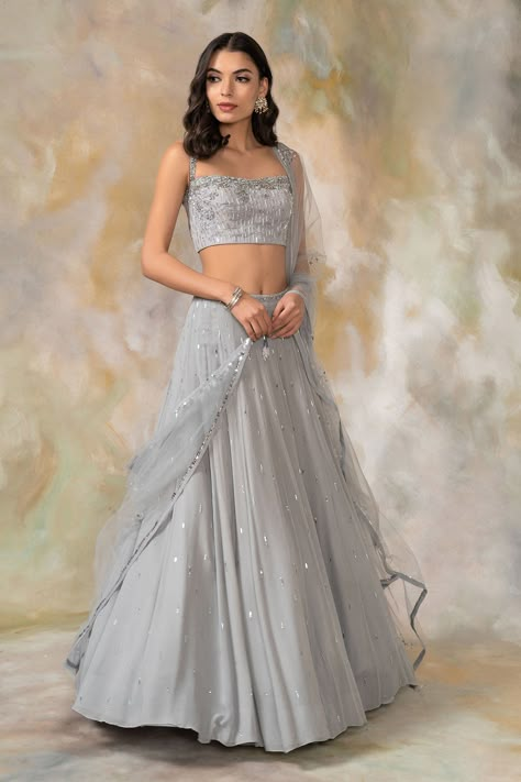 Grey Lehenga, Cutwork Blouse, Lehenga Designs Simple, Independance Day, Lehenga Blouse Designs, Embroidered Lehenga, Lehenga Blouse, Embellished Blouse, Stylish Party