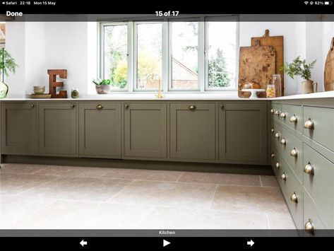 Sage Green Shaker Kitchen, Green Shaker Kitchen, Modern Shaker Kitchen, Shaker Kitchen Design, Hand Painted Kitchen, Beautiful Kitchenware, Shaker Kitchens, Paint Shakers, Bespoke Kitchen Design