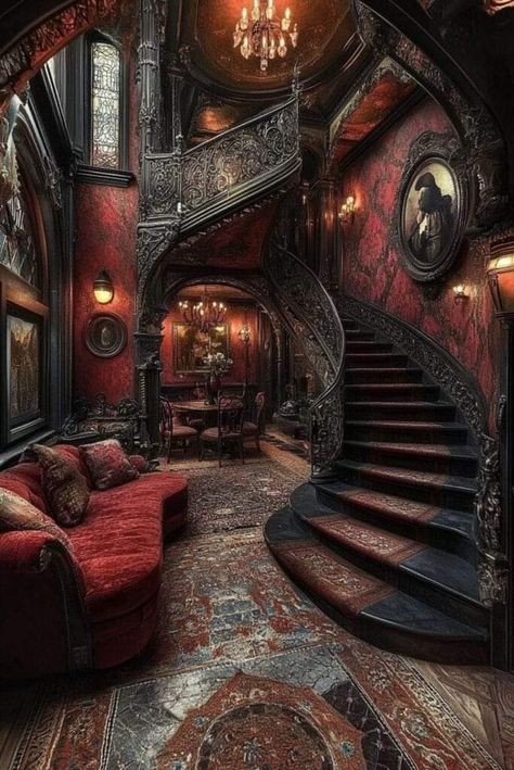 Gothic Living Room Ideas, Gothic Victorian House, Gothic Style Home, Living Room Comfortable, Gothic Living Room, Gilded Furniture, Goth House, Feminine Era, Western Gothic