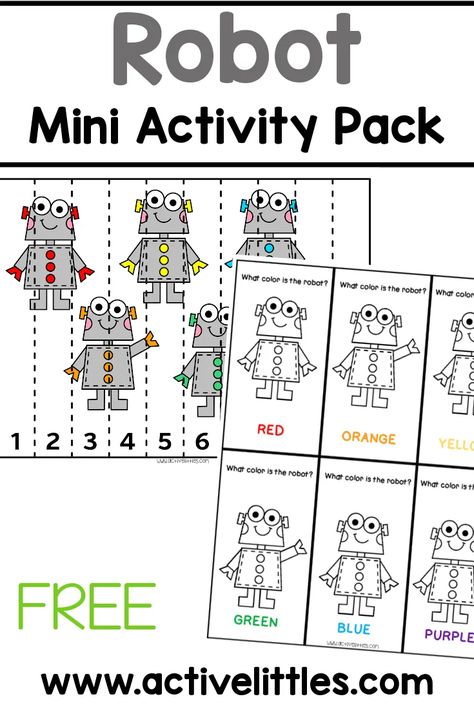 Free Robot Printables Worksheets for Preschool - Active Littles Robots Preschool Activities, Robot Stem Activities Preschool, Robot Shapes Preschool, Robot Preschool Theme, Preschool Robot Activities, Robot Science Preschool, Robot Activities Preschool, Robot Worksheets Preschool, Robots Kindergarten